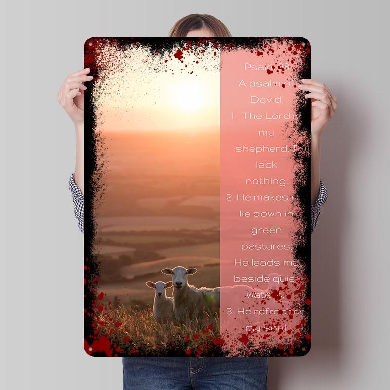 

Psalm 23 Printed Poster Customized Wall Art Retro Vintage Metal Tin Signs for Home Bathroom Decor Living Room Decoration Gaming 20x30cm（7.8x11.8inch）