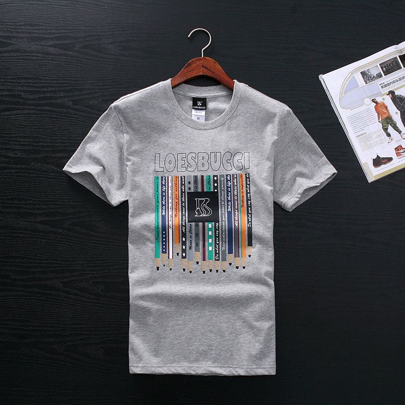 Short-Sleeved Shirt Original Cut-off Label Men s European and American Large Size T-shirt Grey M