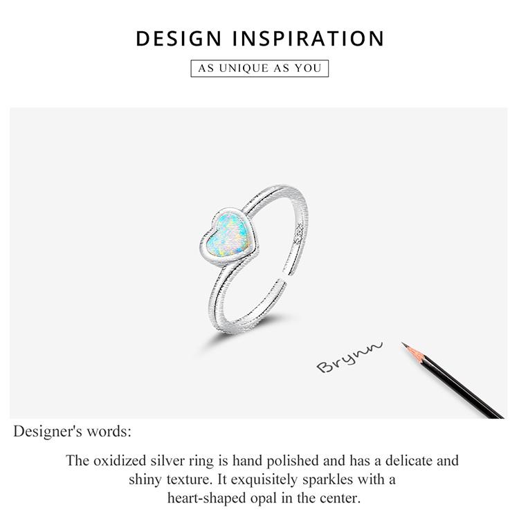BAMOER 925 Sterling Silver Heart Shaped Love Women Girls Rings Open Size Finger Ring Wedding Fashion Jewelry Gift