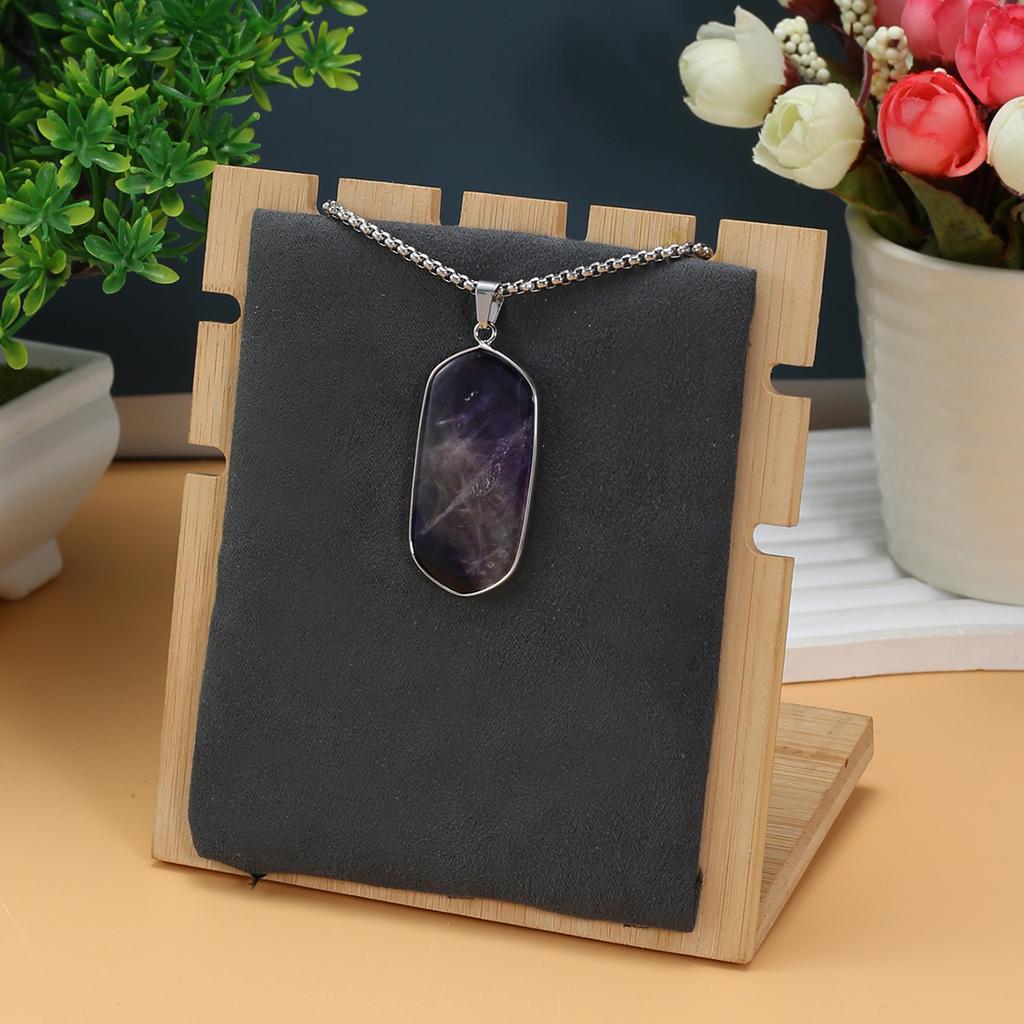 Dámský náhrdelník z přírodního kamene Růžový/Ametyst/Fluorit Náhrdelník s přívěskem na narozeninové dárkové řetízky 60 cm