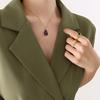 Korean Style Teardrop Oval Pendant Necklace, Natural Raw Stone, Clavicle Chain, Gold-Plated Titanium Steel