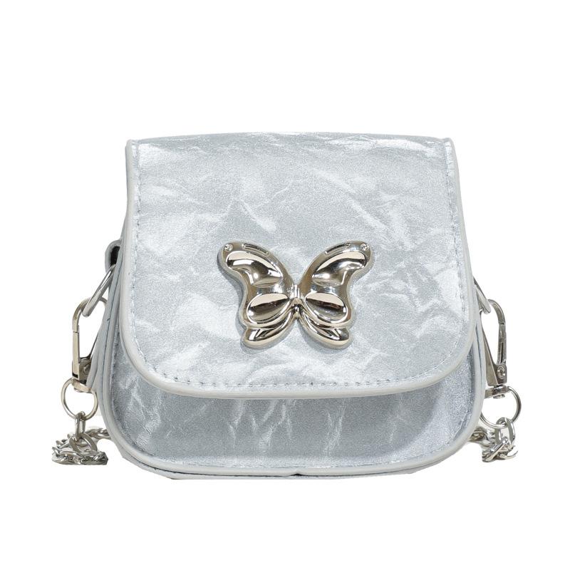 

Fashion mini lipstick bag women s 2024 new butterfly shoulder oblique span bag trendy chain earphone small bag срібний