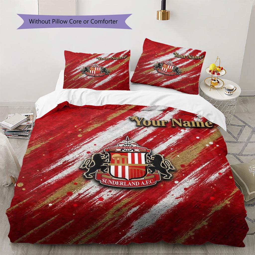Sunderland A.F Custom Name Pattern Bedding,Quilt Set Quilt Cover Pillowcase Home Birthday Gift(1 * duvet cover + 2 * pillowcase, without core)