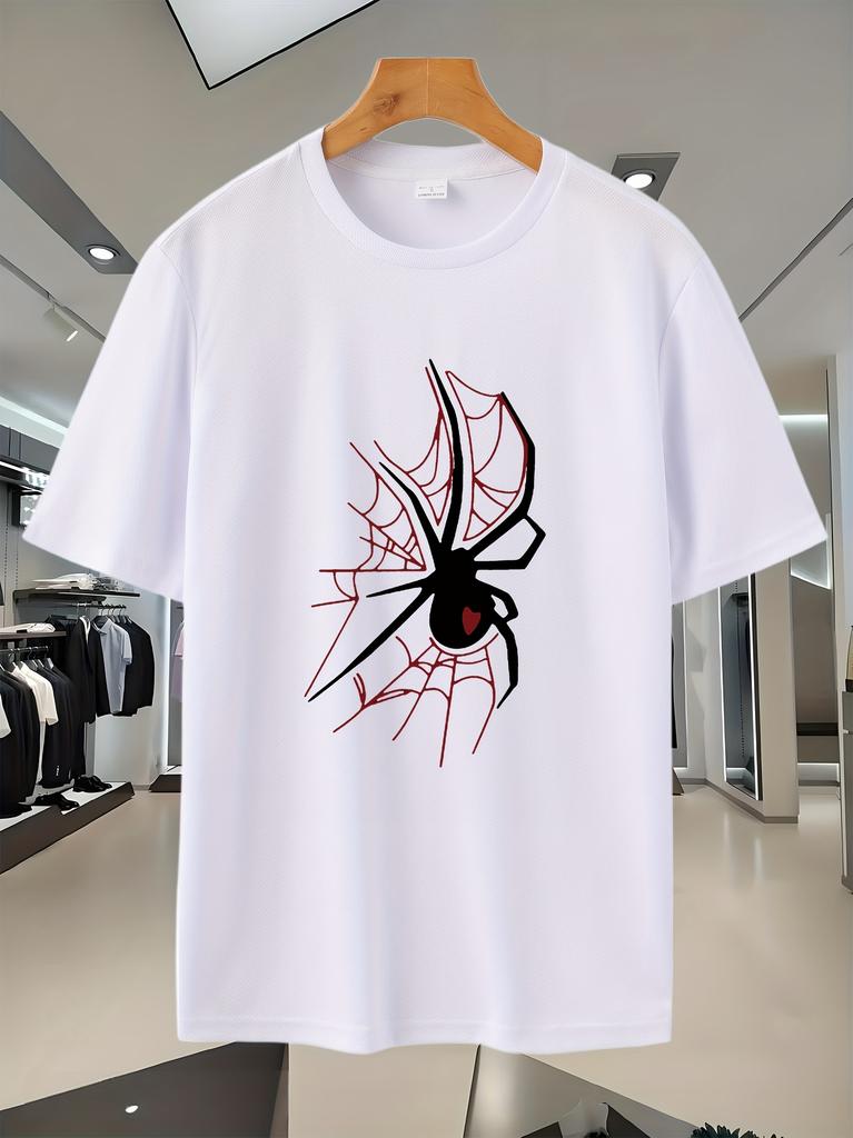 Spider Graphic Print Athletic T-shirt - Breathable Moisture-Wicking Fabric