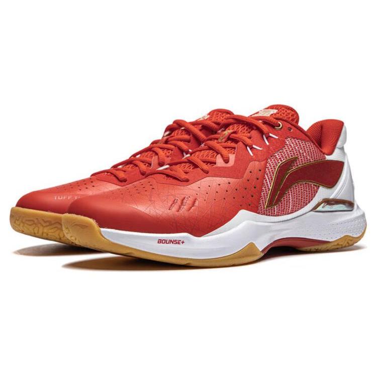 New LiNing Cushioned Slip Resistant Low Top Badminton Shoes Unisex Red AYZU011-1