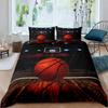 Three-Piece Black 3D Ball Sports Theme Bedding Microfiber
