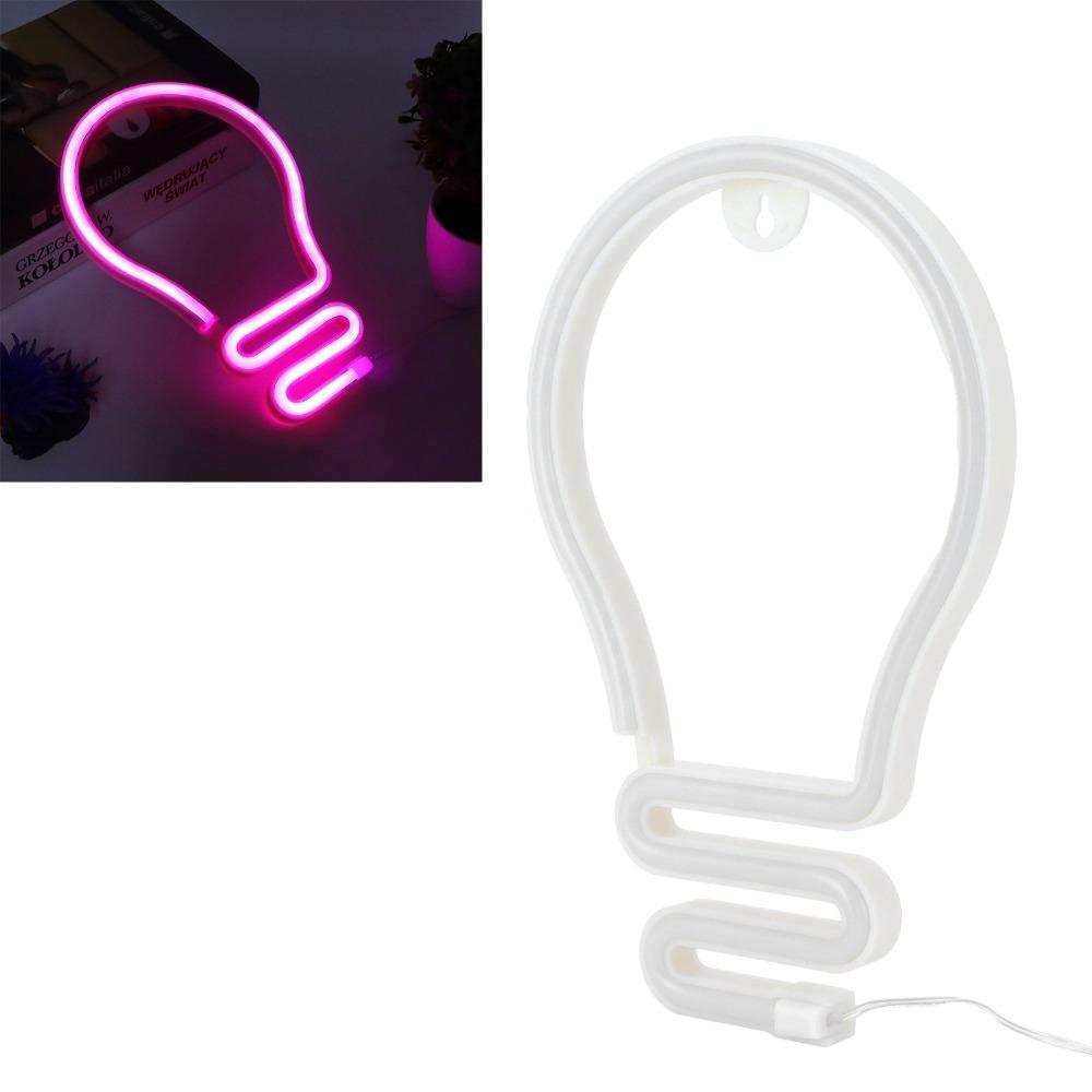 USB or Battery Powered Neon Sign Bulb Shape LED Sign Colorful Neon Wall Light  Room Decor