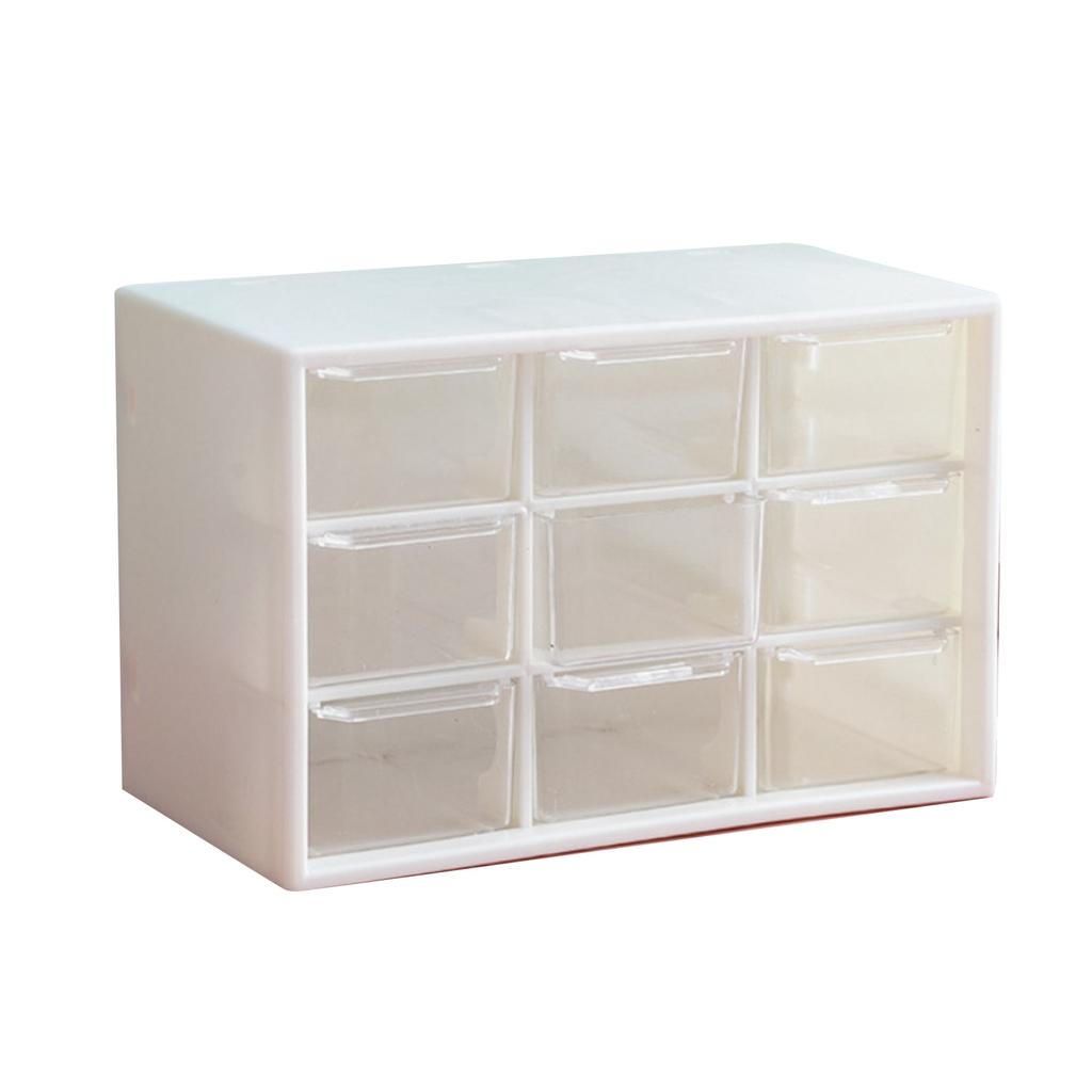 Desktop Storage Box Dust Proof Plastic Multi Purpose with 9 Drawers Desk Stationery Organizer for