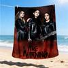 1pc The Warning Band Outdoor Flannel Blanket, Cozy & Warm Soft Te Playful Design, Napping Camping,