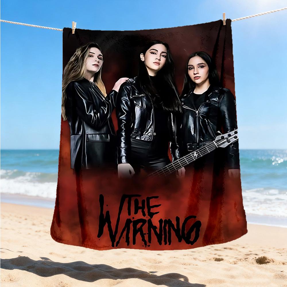 1pc The Warning Band Outdoor Flannel Blanket, Cozy & Warm Soft Te Playful Design, Napping Camping,