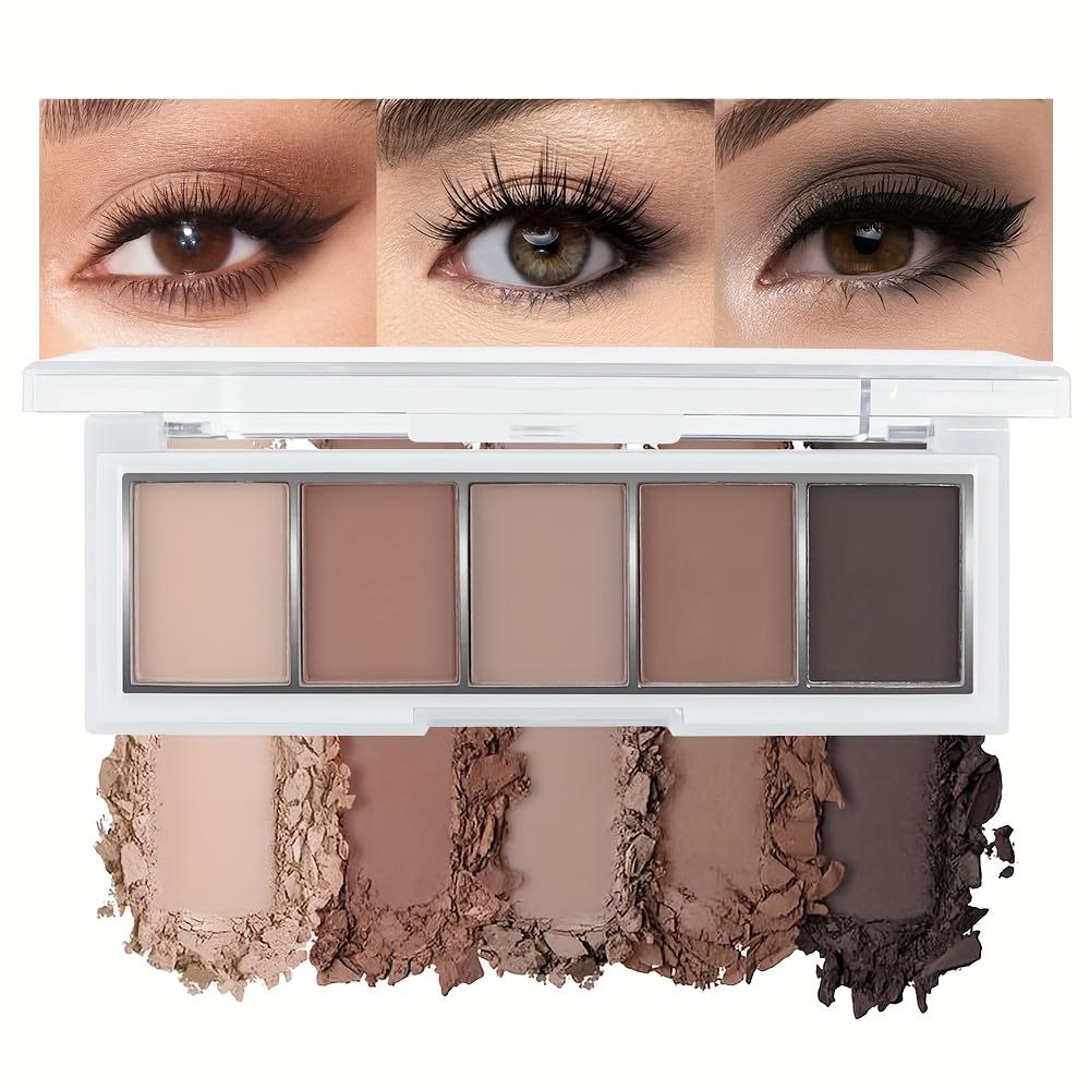 5-Color Matte Eyeshadow Makeup Palette,Brown Cool-Toned Nude Taupe Eyeshadows Long-Wear Waterproof Eye Makeup Highpigment Eyeshadow Palette
