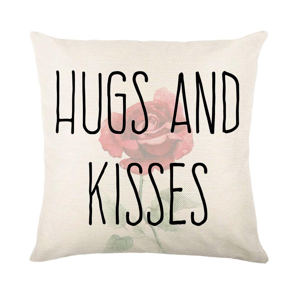 

Nordic Valentine S Day Linen Pillow Case Simple Love Home Living Room Sofa Cushion Cover Pillow Premium Durable 45 * 45Cm without pillow core