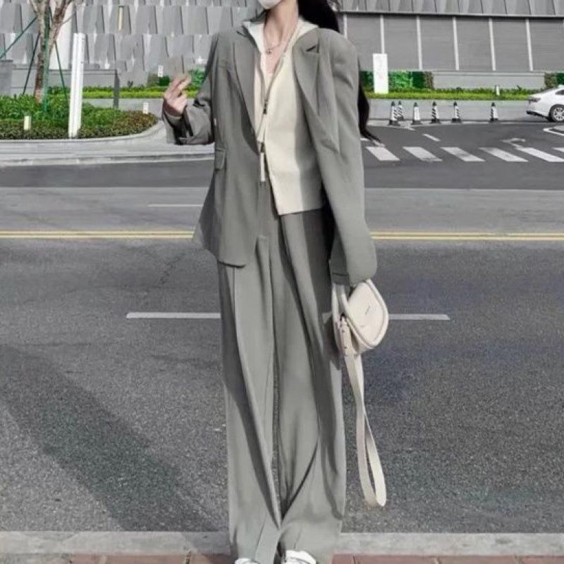 Temperamentvolle Göttin Damen Herbst Anzug Set: Elegante Weitbein-Hosen Zweiteiler