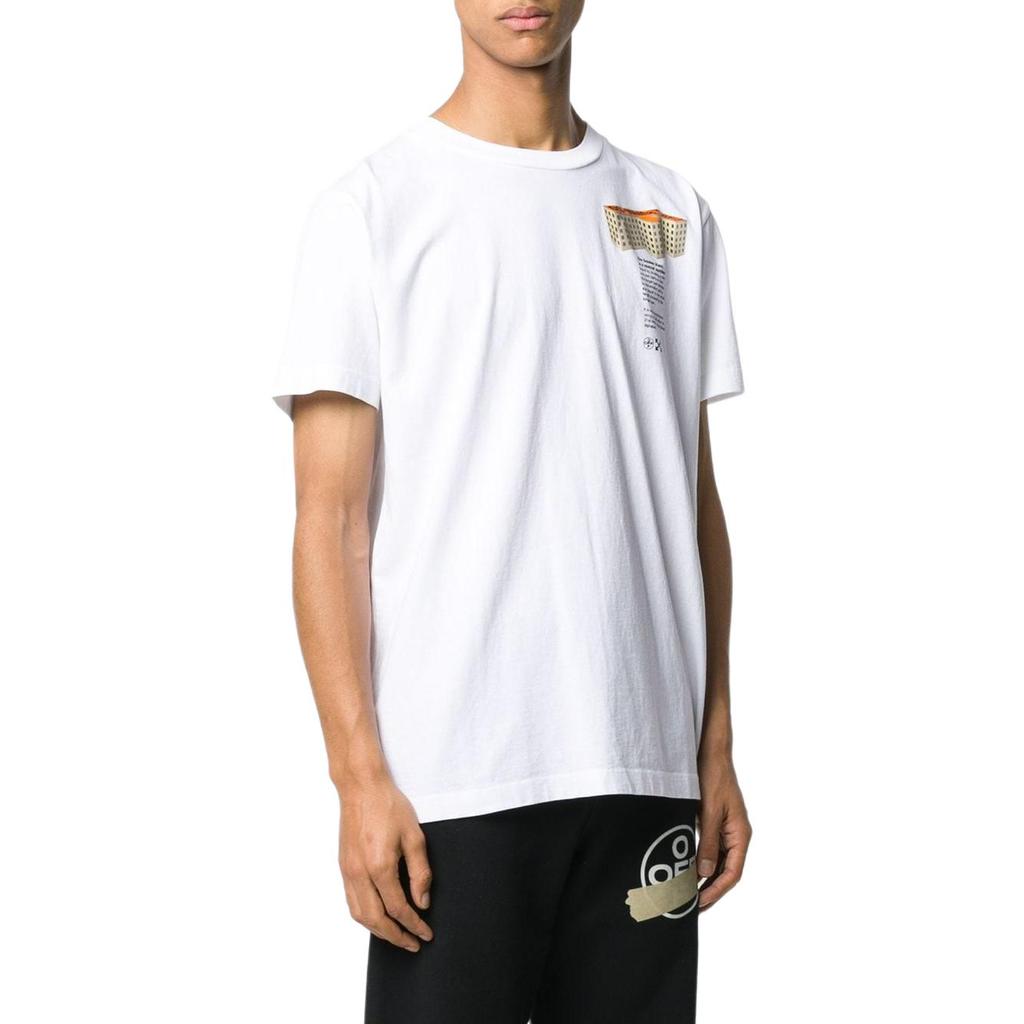 Off-White Camiseta de Manga Corta con Cuello Redondo y Estampado de Letras para Hombre Tops Gris Blanco OMAA027R201850070188