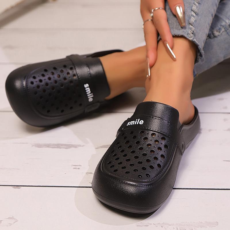 Lucyever Summer Hollow Out Closed Toe Slippers Women Lightweight Soft Sole Casual Sandals Woman Non Slip Beach Flip Flops Female