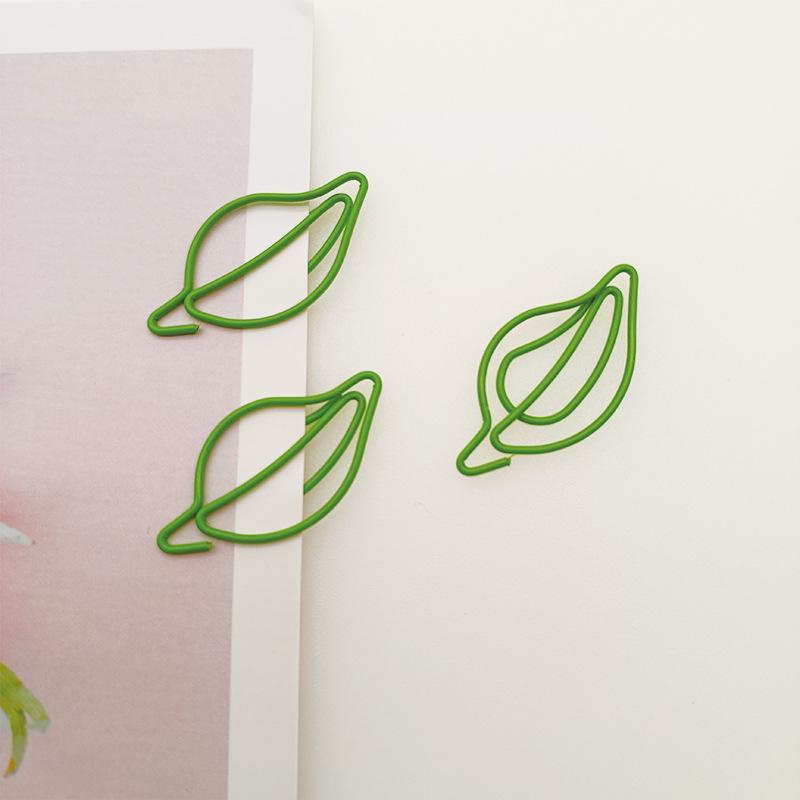 20Pcs Cute Fresh Leaf-shaped Paperclips Art Metal Bookmarks Index Tab Document Test Paper Binder Clips School Office Stationery