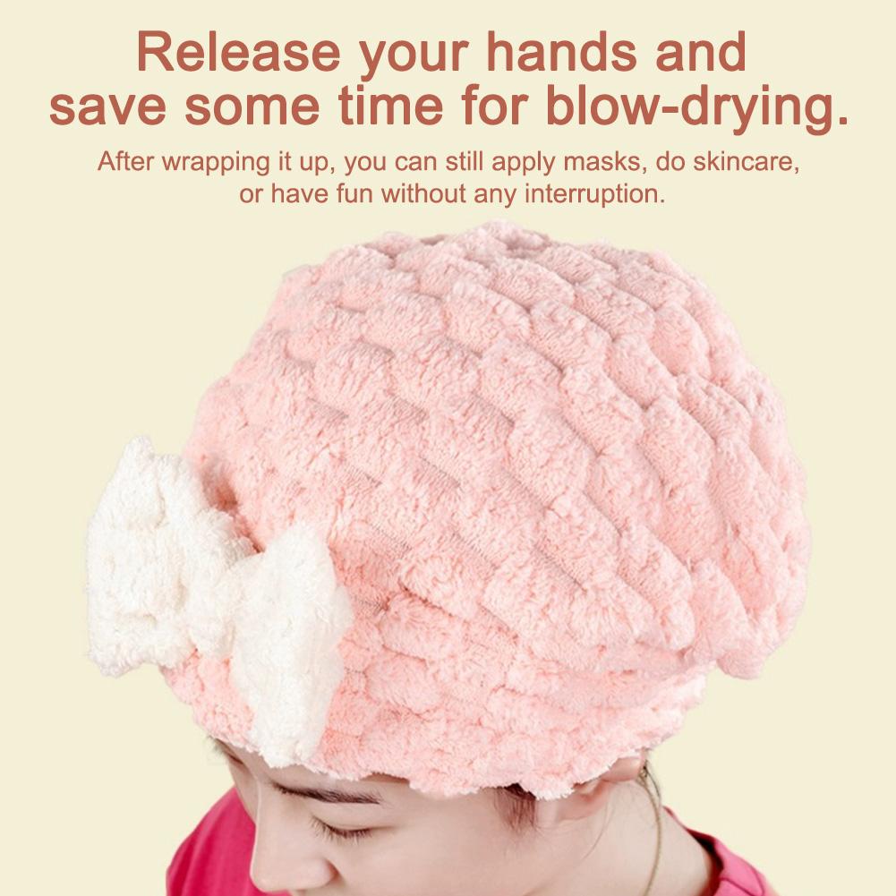 Dry Hair Towel,Ladies Bow Style High-Efficiency Water Absorbing Dry Hair Cap,Quick-Drying Hair Cap,Shower Cap Bath Accessories