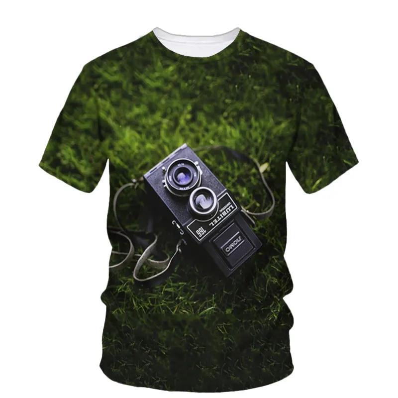 Fashion New Camera Photography Pattern Men's Printed T-shirt Street Harajuku O-neck Extra Large Short Sleeved Top