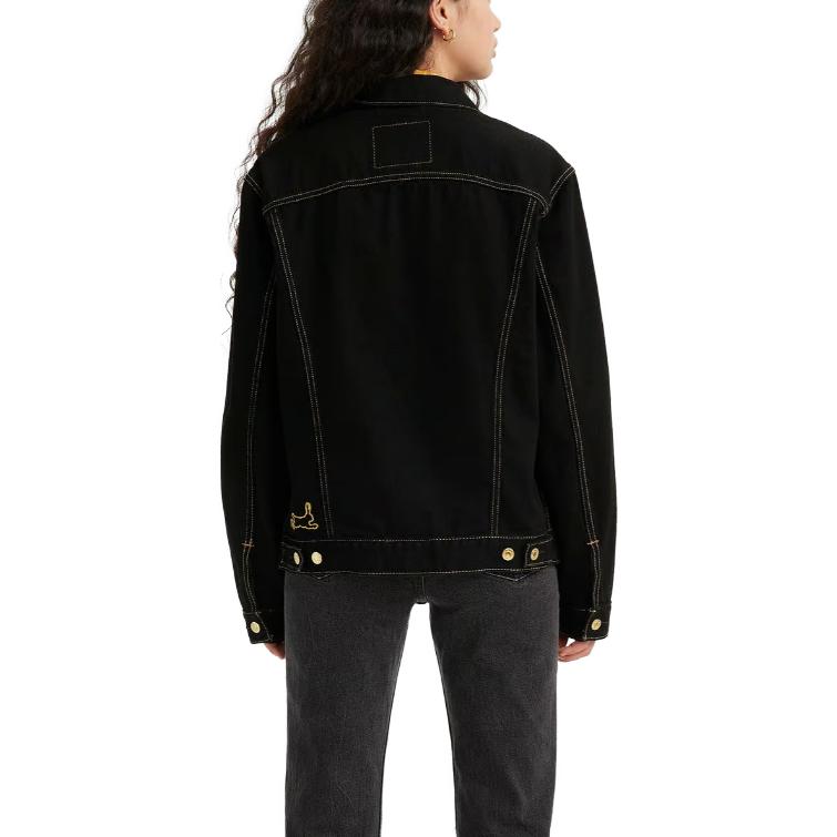 Levis 90er Vintage Serie Bedruckte einreihige Jeansjacke Damenjacken Schwarz A1743-0021