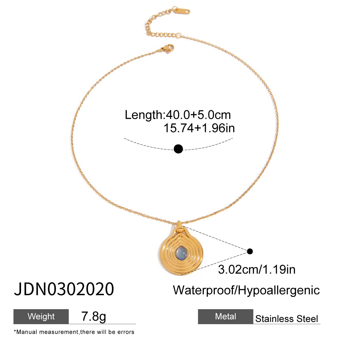 

Youthway Blue Pink Natural Stone Metal Pendant Necklace Stainless Steel Daily Wear Jewelry Waterproof Fashion Necklace Wholesale