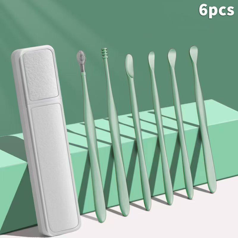 6Pcs/Set Ear Cleaner Ear Wax Pickers Earpick Wax Remover Piercing Kit Earwax Curette Spoon Care Ear Clean Tools