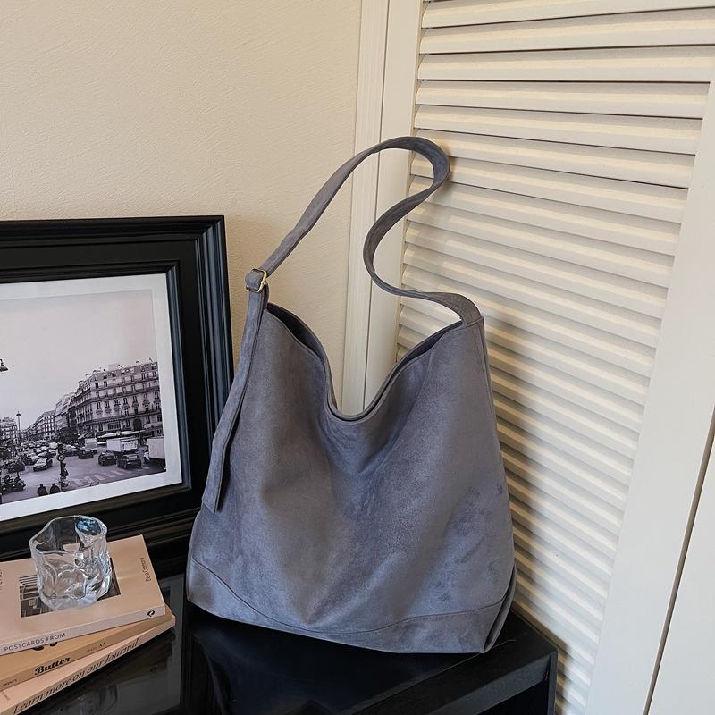 Minimalist Tote Bag for Women Fashion Shoulder Bag with Soft Suede Texture Large Capacity