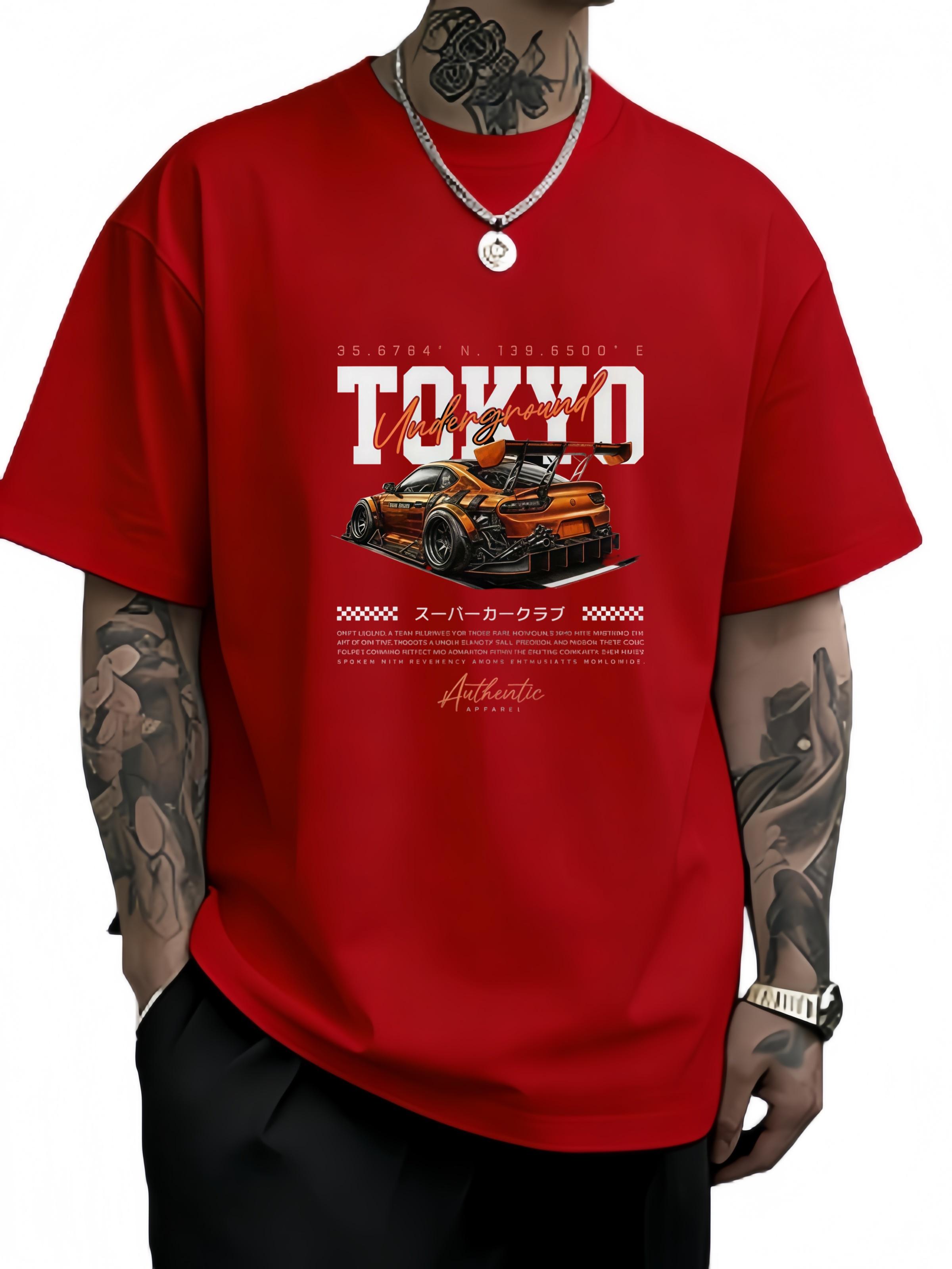 Tokyo Underground Drift Race Car Graphic Tee Breathable Cotton TShirt for Men Street Style S