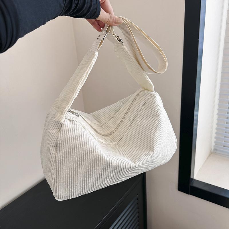 Velká retro plátěná taška přes rameno z manšestru pro ženy 2023 - Ležérní crossbody taška pro studenty