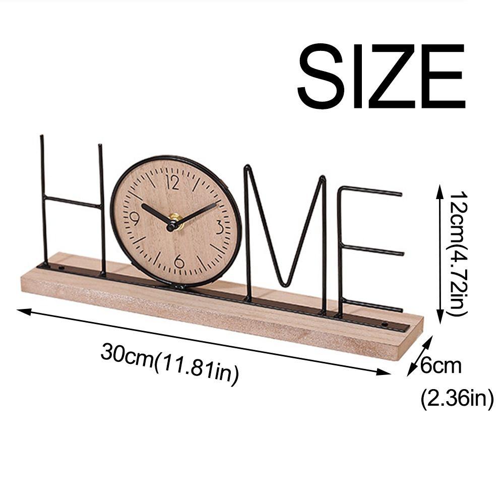 Minimalist Iron Craft Clock Creative Wood Retro Clock Simple European Desk Clock  Office Decor