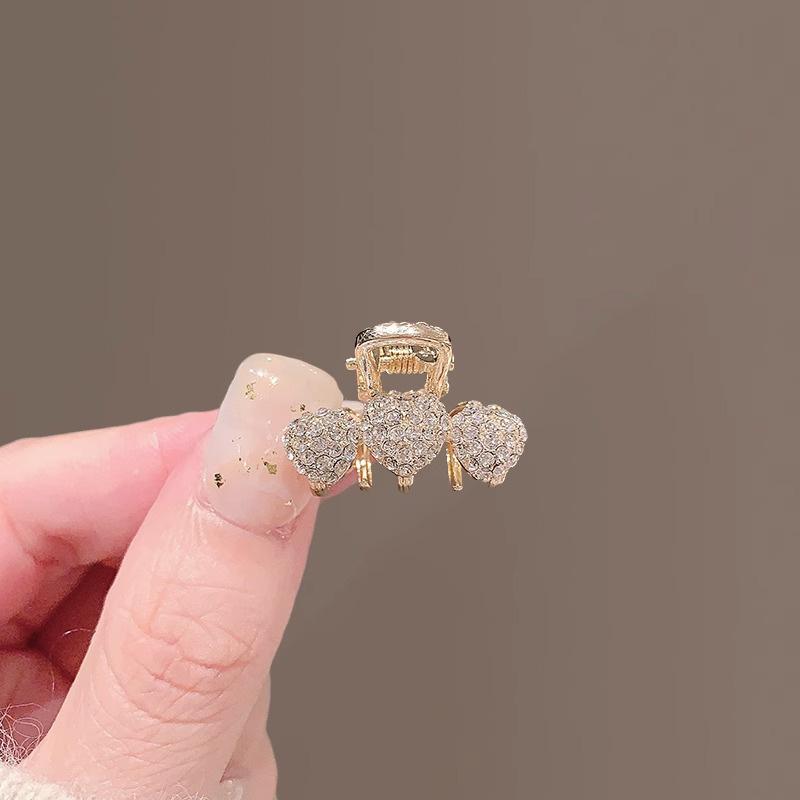 Rhinestone Pearl Heart Mini Hair Claw Clip Women Back Head Half Updo Broken Hair Top Hair Ornaments A