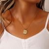 ALTERA Classic 12 Constellations Round Coin Pendant Necklace Stainless Steel Zodiac Necklace for Women Men Zircon Birthday Gift