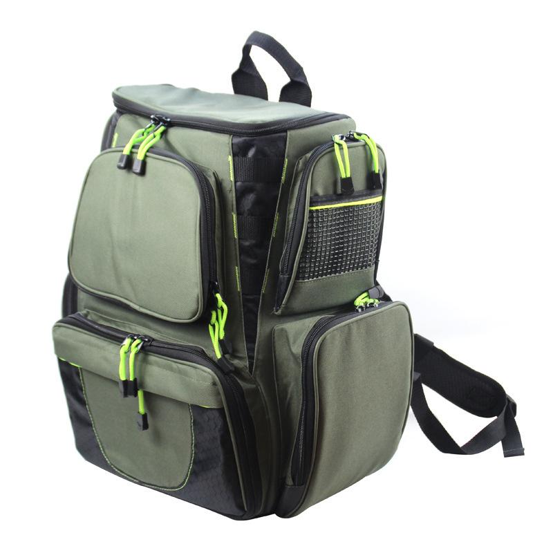 Large Capacity Double Shoulder Fishing Backpack Army Green