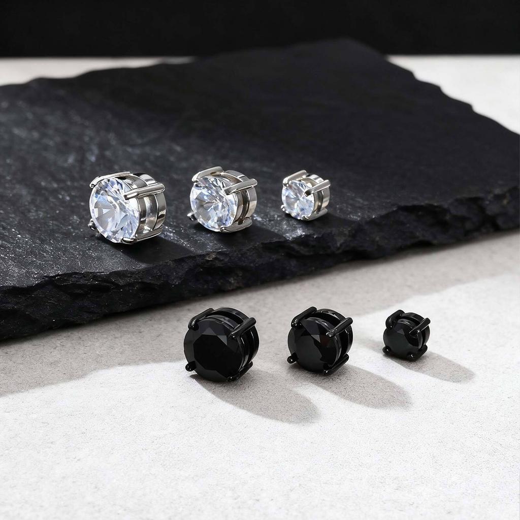 Hiphop Magnetic Ear Clip for Men Women,Crystal Zircon Metal Ear Clip,Non Perforated Ear Jewelry Gift