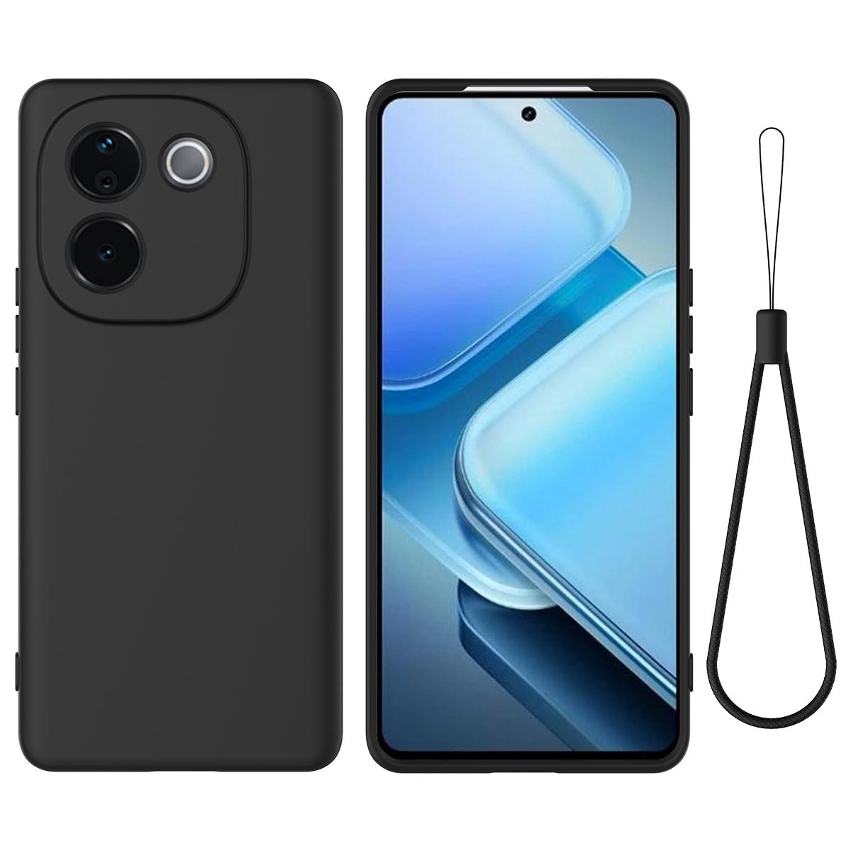 

For vivo iQOO Z9s Pro 5G/T3 Pro 5G Case Liquid Silicone Anti-Scratch Phone Cover with Hand Strap A