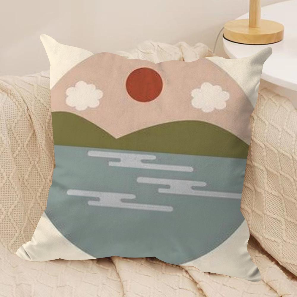 Classic Sunrise Cartoon Cushion Cover Soft Plush DoubleSided Printed Sofa Pillow Cushion Cover  AllSeason Durable Decor Gift