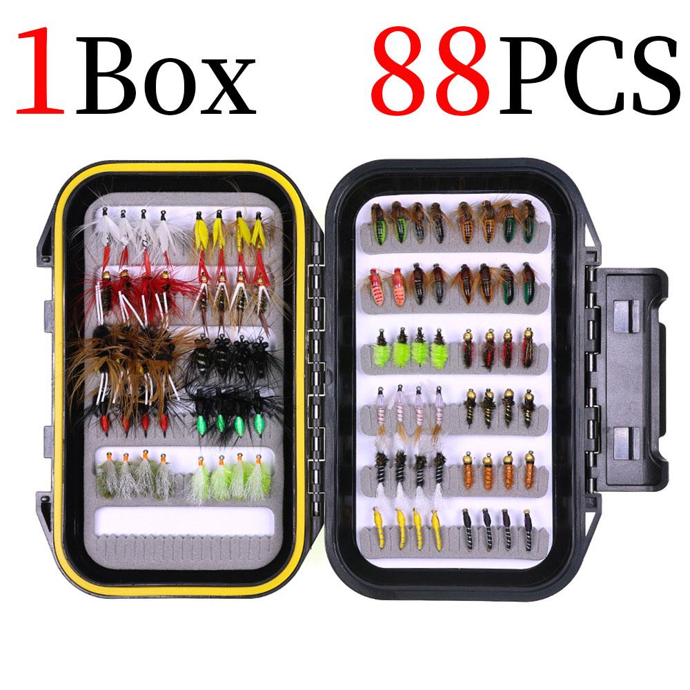 30/70/88/92 Stück Fliegenfischen Fliegen Set Mit Woolly Bugger Hare's Ear Nymphe Trocken-/Nassfliegen Elchhaar Köcherfliege Royal Wulff Tschechische Nymphe