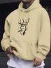 Men's autumn/winter hooded sweatshirt, deer head print casual long-sleeved pullover, simple, stylish and trendy top.