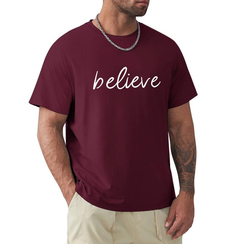 Believe T-Shirt Tees Custom T Shirt Anime Figures Aesthetic Clothing Mens Cotton T Shirts