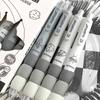 4Pcs/Lot Coffee Bear Press Pen Black Ink 0.5Mm Spliced Sponge Sheath Neuter Pen School Office Supplies Student Writing Tools