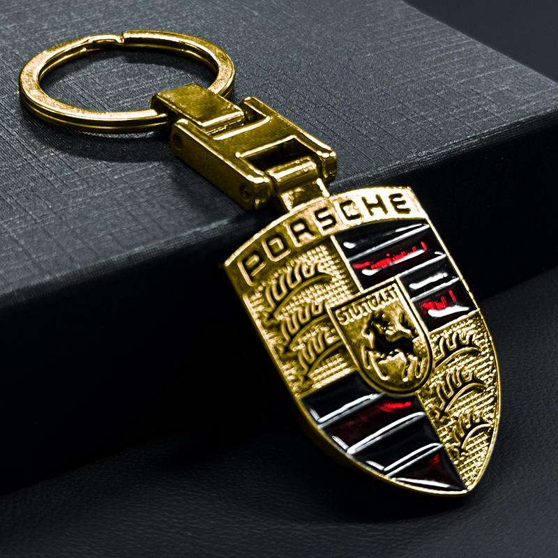 

Металлический Брелок-Подвеска Декорация для Ключей Автомобиля Для Porsche Cayenne Panamera Macan 911 718 Taycan Boxster Cayman 918 Pajun золотой