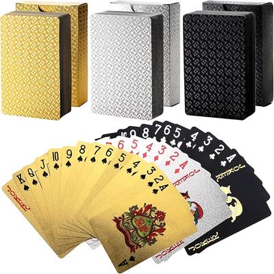 Goldfolie Wasserdichte Knickfeste PVC Spielkarten, geeignet für Familienfeiern, Partyspiele, Geschenke für Weihnachten, Halloween, Ostern