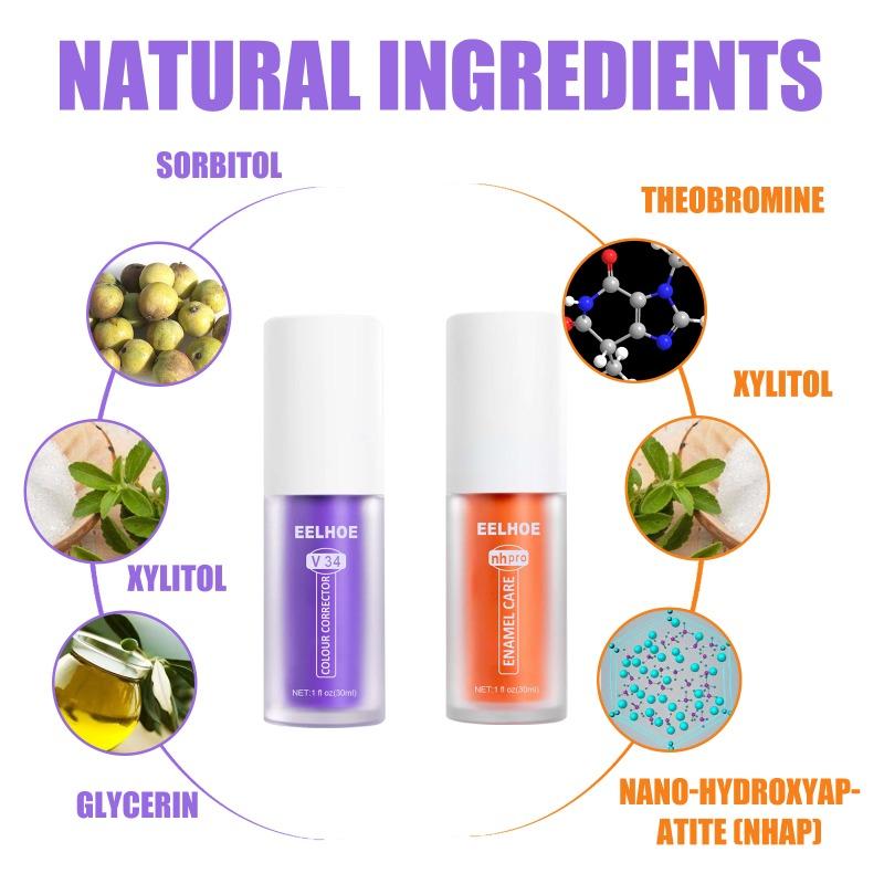 V34 Toothpaste Purple Orange Repair Teeth Oral Care Whitening Clean Stains Toothpaste