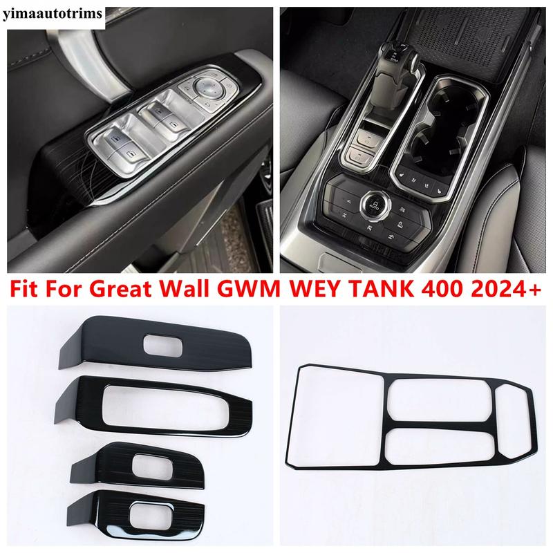 Car Window Lift Button Frame / Gear Shift Water Cup Panel Cover Trim For Great Wall GWM WEY TANK 400 2024 2025 2026 Accessories