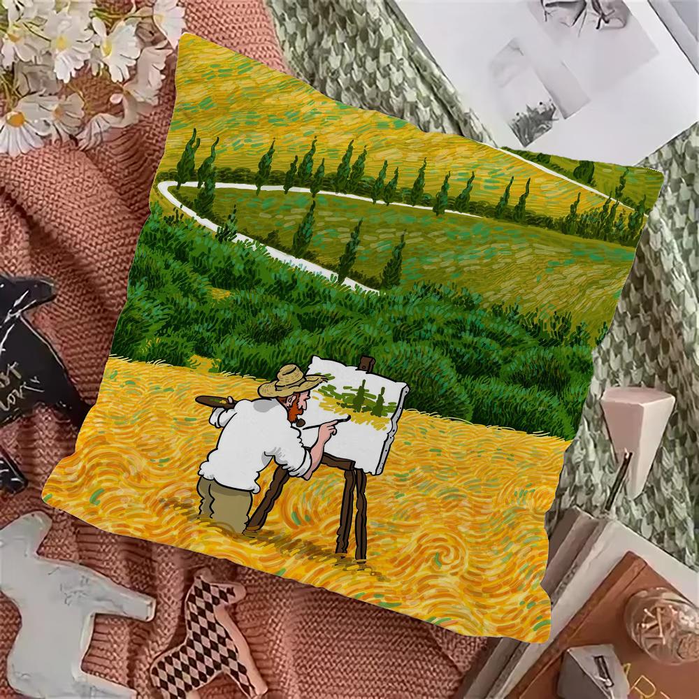 V-Van G-Gogh Art Pillow Case Pillowcase Home Sofa Cushions Car Cushions Pillowcover Office Pillowshell Pillow