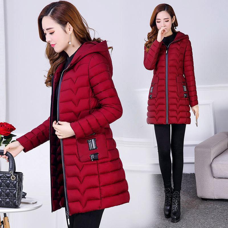 Down cotton-padded clothes women's medium and long winter clothing slim-fitting cotton-padded clothes women's winter mother clothing large-size cotton