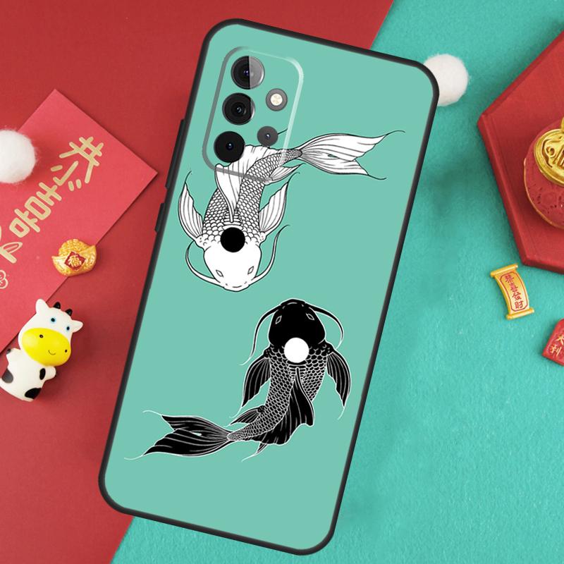 Koi Fish Yin Yang Case For Samsung Galaxy A17 A55 A35 A15 A32 A52 A13 A33 A53 A14 A34 A54 A06 A16 A26 A36 A56