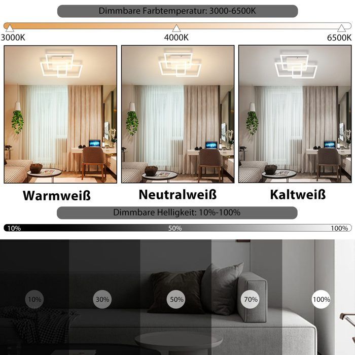 Plafonnier LED - NETTLIFE - 36W - Intensité variable - Télécommande - 40 cm blanc