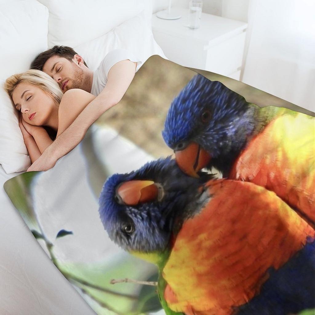 Bird Kiss Rainbow Lorikeets Throw Blanket Blankets For Bed Thermals For Travel Furrys blankets ands Blankets