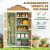 Wooden Garden Shed 105x55x179 Cm Tool Cabinet With 4 Shelves Galvanized Metal Roof Natural