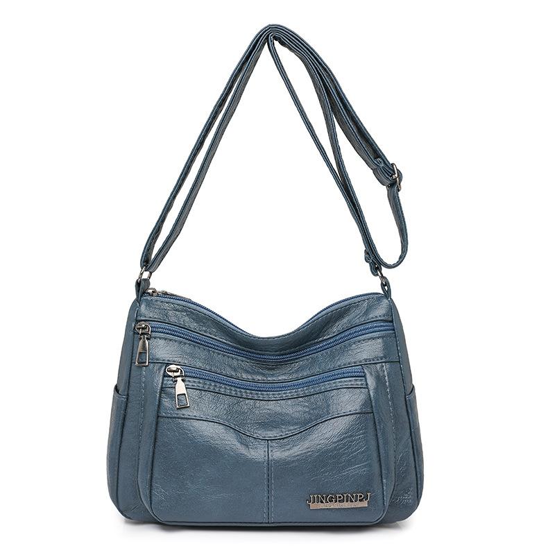 

Simple PU Leather Multi Pocket Shoulder Bag синий
